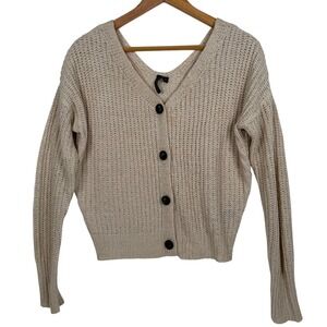 Moon & Madison Cardigan Women Large Cream Button Front Chunky Knit Sweater